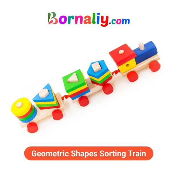 Geometric Blocks Train For Shape Sorting & Stacking